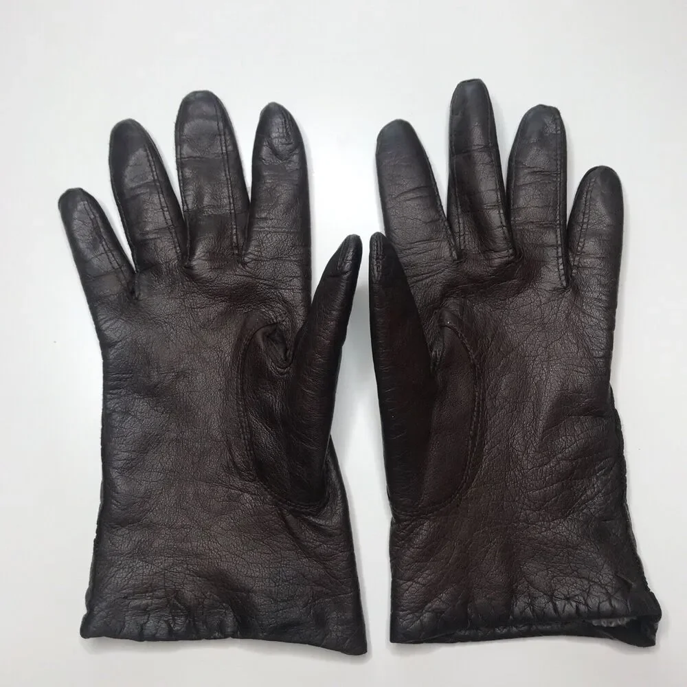 Franklin Simon womens Vintage Gloves Deep Brown Flawed-wear